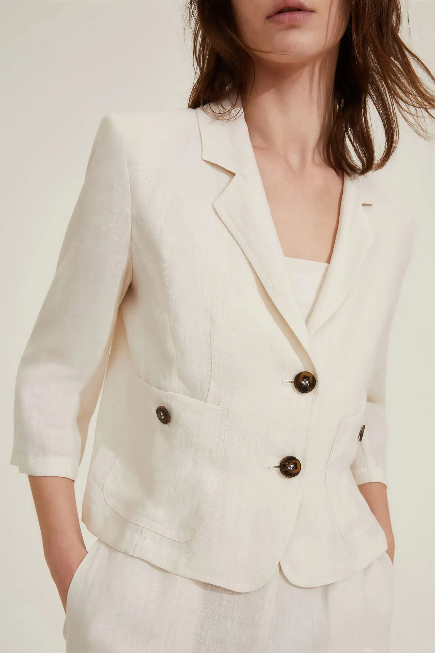 Emme Mosella1 Short Linen Blazer Jacket Wool White 2515041092200