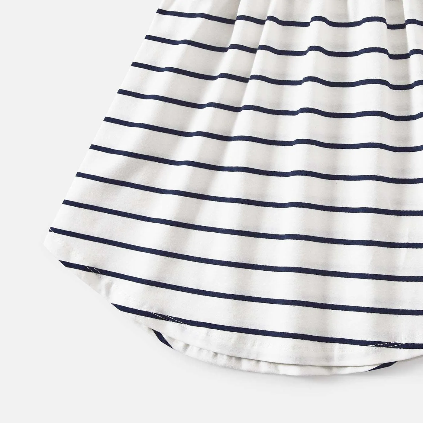 Family Matching 95% Cotton Striped Off Shoulder Belted Dresses and Short-sleeve Colorblock T-shirts Sets