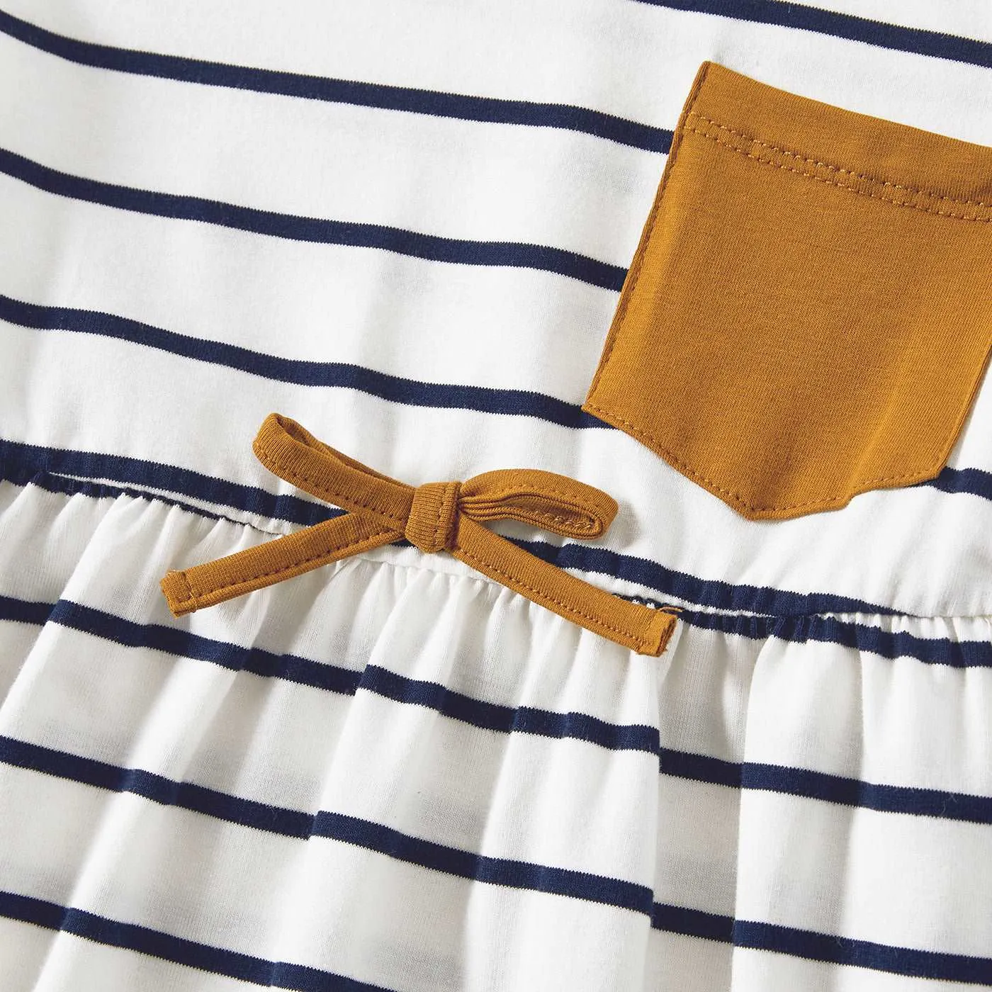 Family Matching 95% Cotton Striped Off Shoulder Belted Dresses and Short-sleeve Colorblock T-shirts Sets