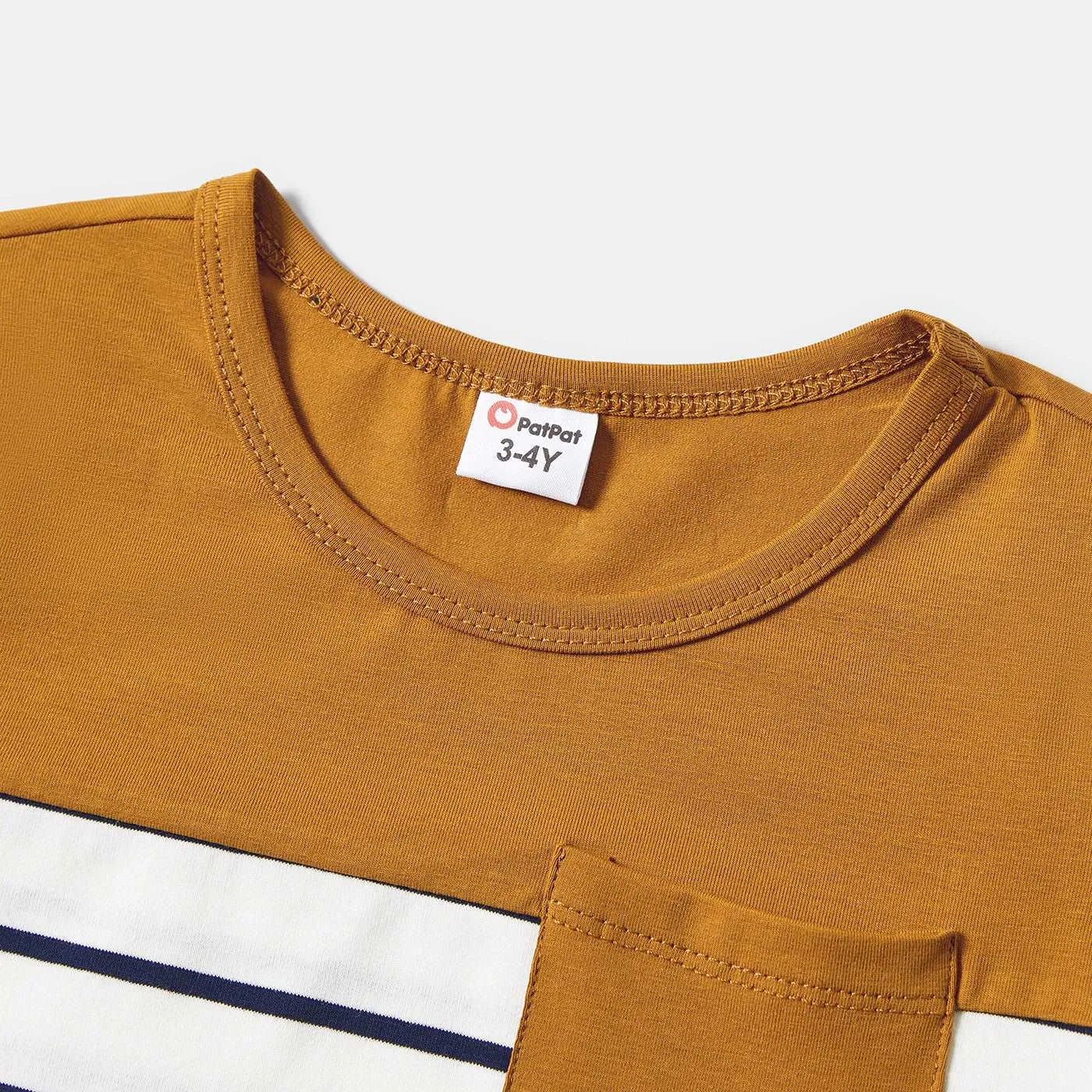 Family Matching 95% Cotton Striped Off Shoulder Belted Dresses and Short-sleeve Colorblock T-shirts Sets