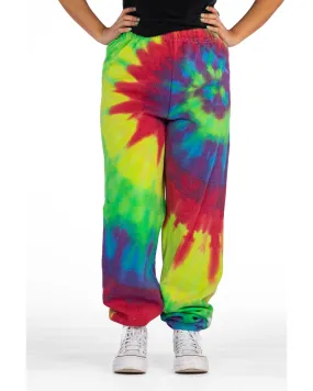 FLEECE SHOP Tie Dye Essential Fleece Sweatpant - Classic Rainbow Spiral