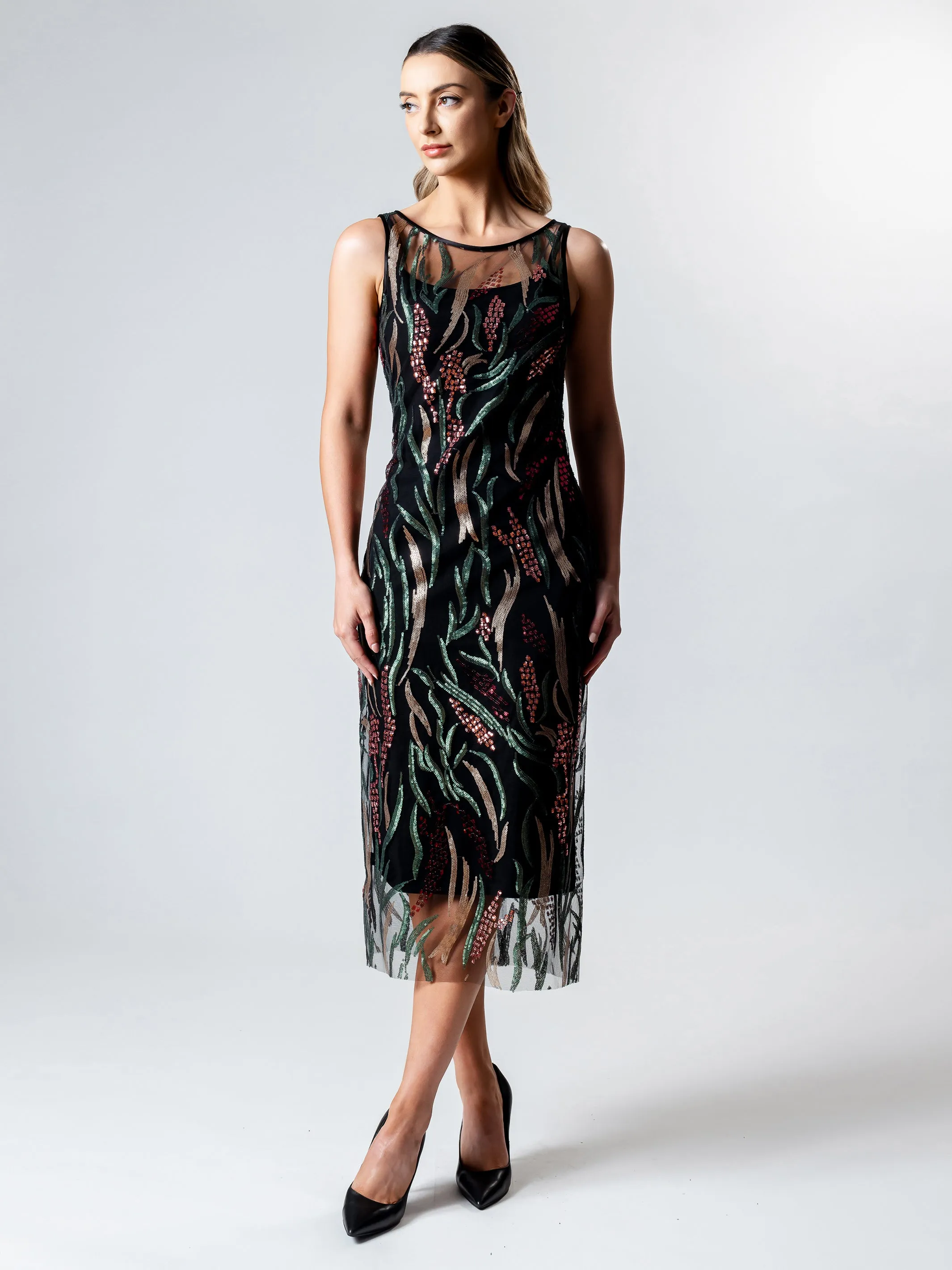 FLORA Midi Pillar Cocktail Dress