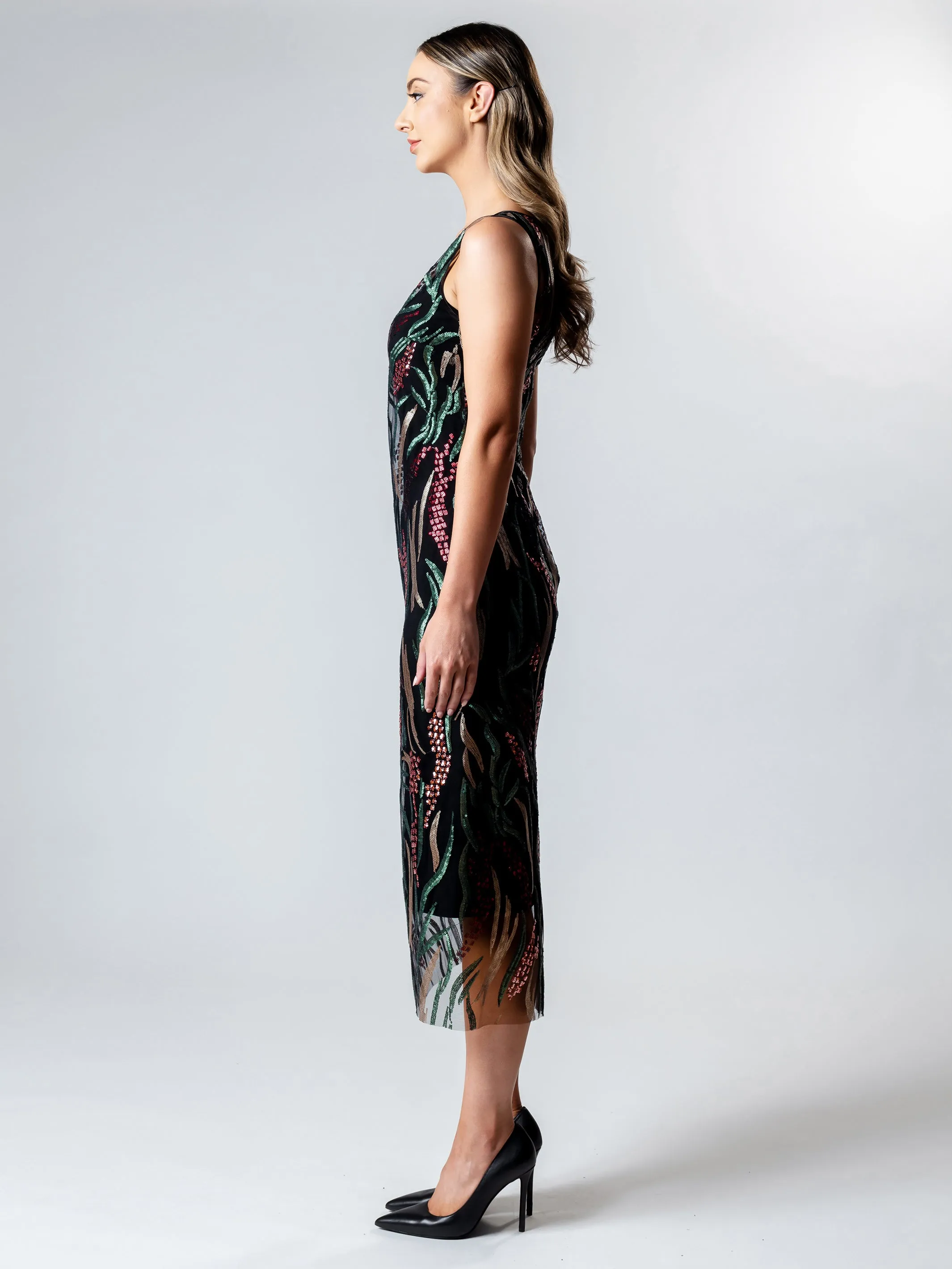 FLORA Midi Pillar Cocktail Dress