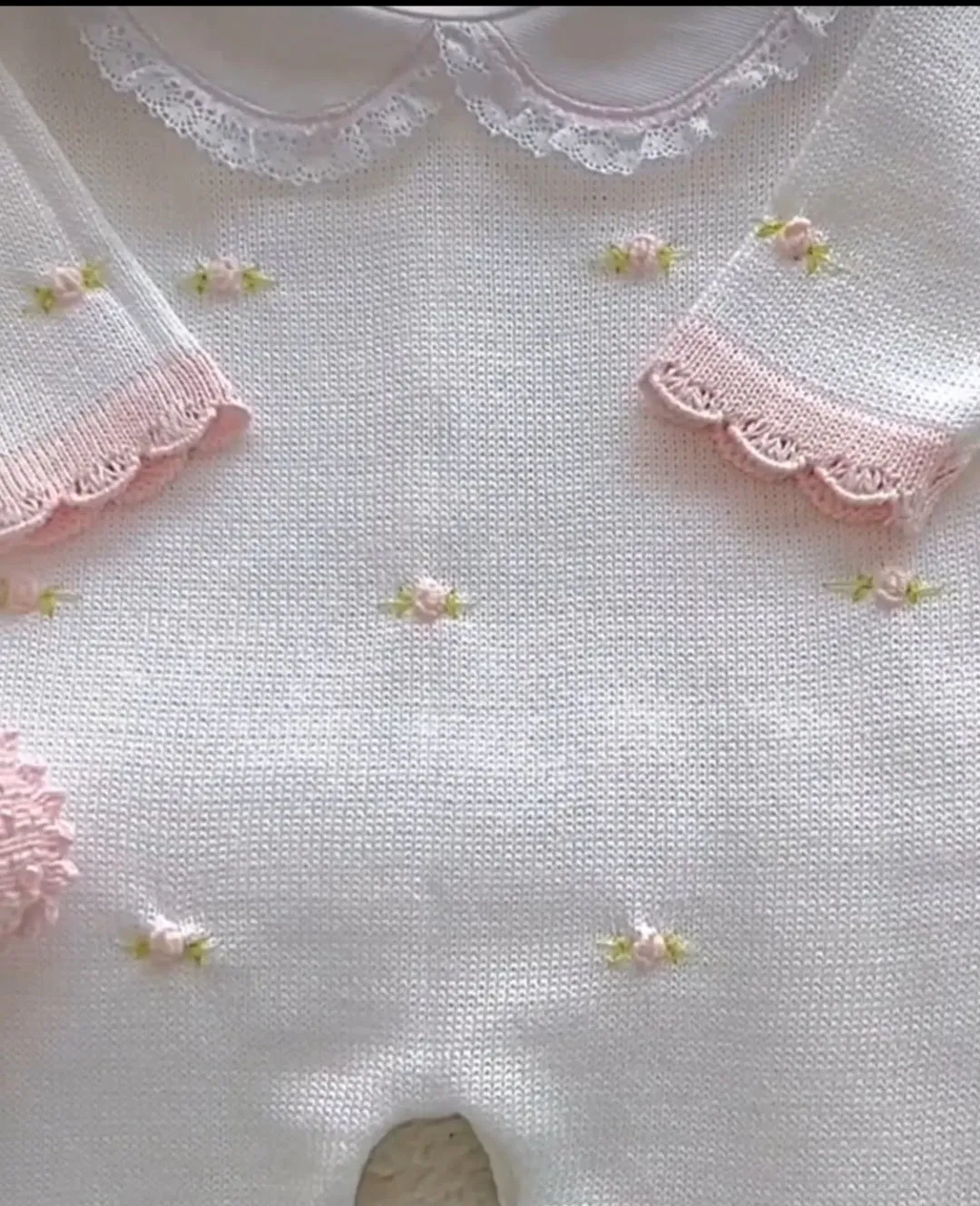 Florence Embroidery Romper - White&Pink