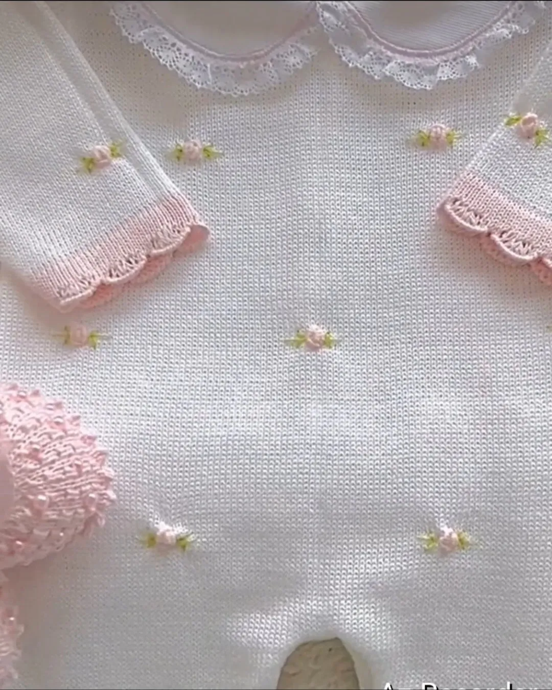 Florence Embroidery Romper - White&Pink