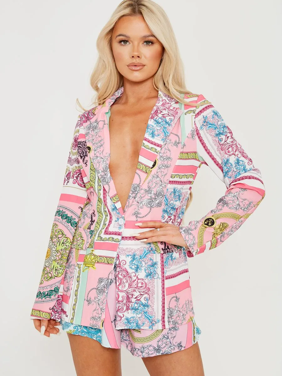 Freya Patterned Print Blazer In Pink