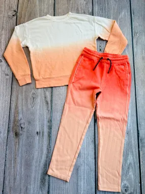 Gap Kids size 10 boys ombré french terry sweater top and sweatpants, sweats, joggers set, like new, Kids 10 (medium)