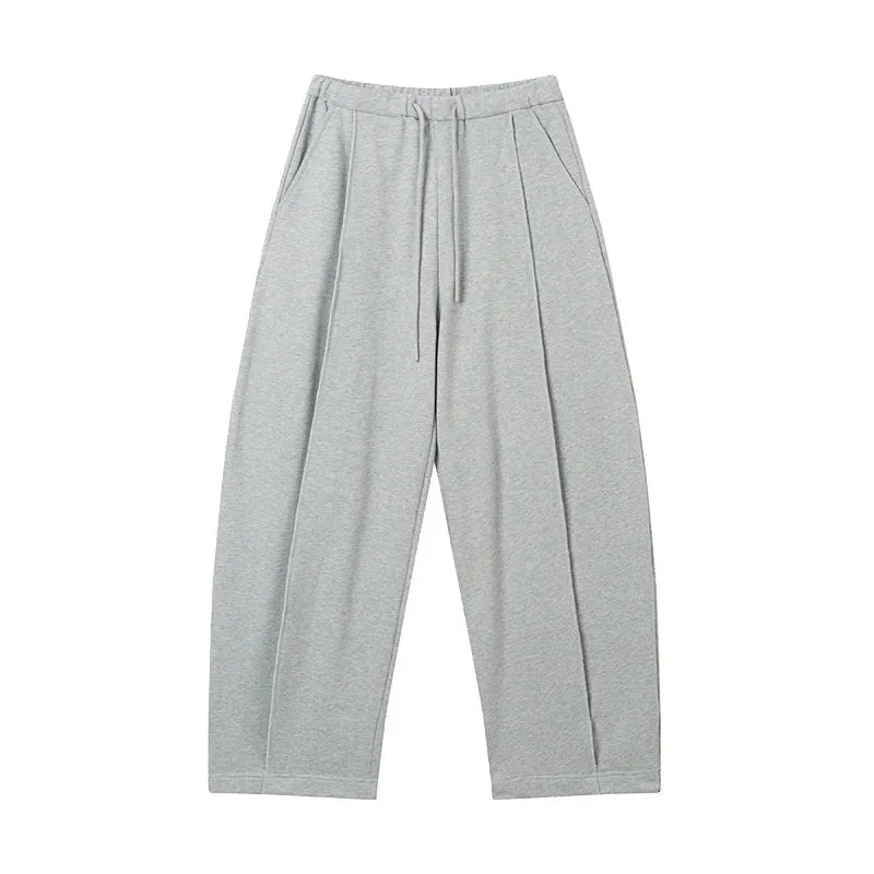 Gray Wide-Leg Drawstring Sweatpants