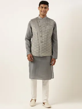 Grey Velvet Quilted Jacket