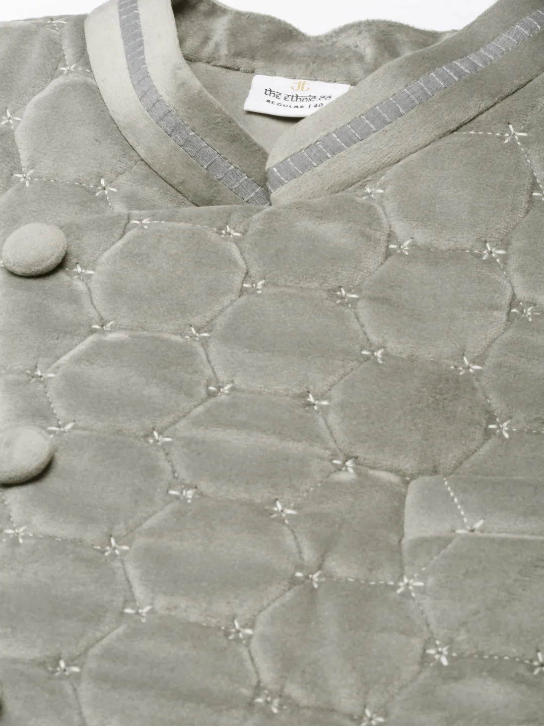 Grey Velvet Quilted Jacket