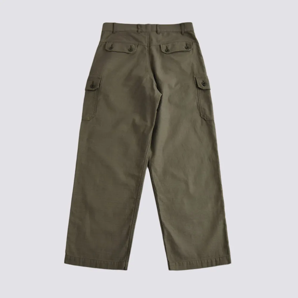 Gypsy & Sons Army Green Slub Cotton Sateen Czech Army Cargo Pants