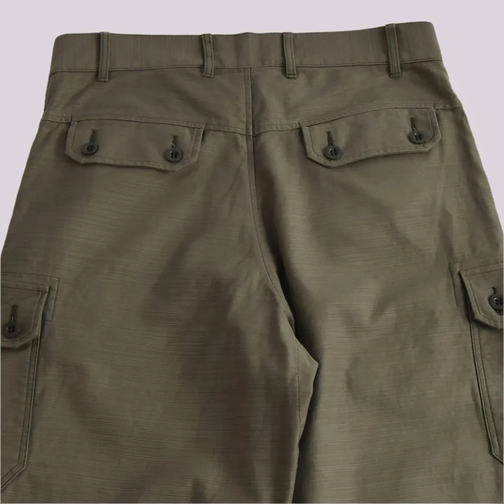 Gypsy & Sons Army Green Slub Cotton Sateen Czech Army Cargo Pants
