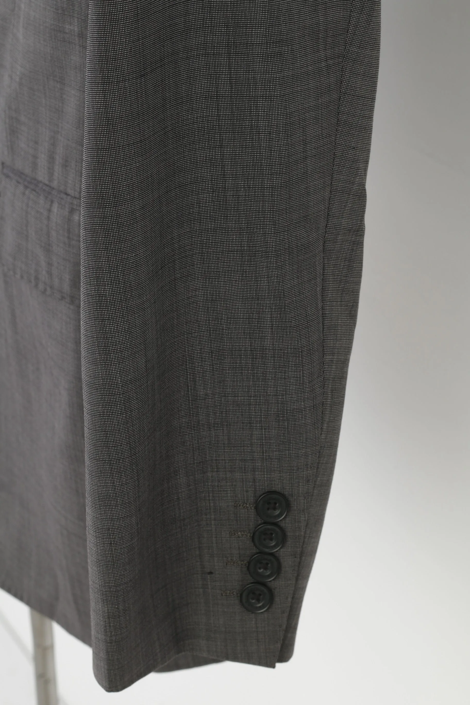 Jaeger Men 40 Blazer Wool Charcoal Breasted Mayfair Elegant Bottoms Shoulder Pads Jacket