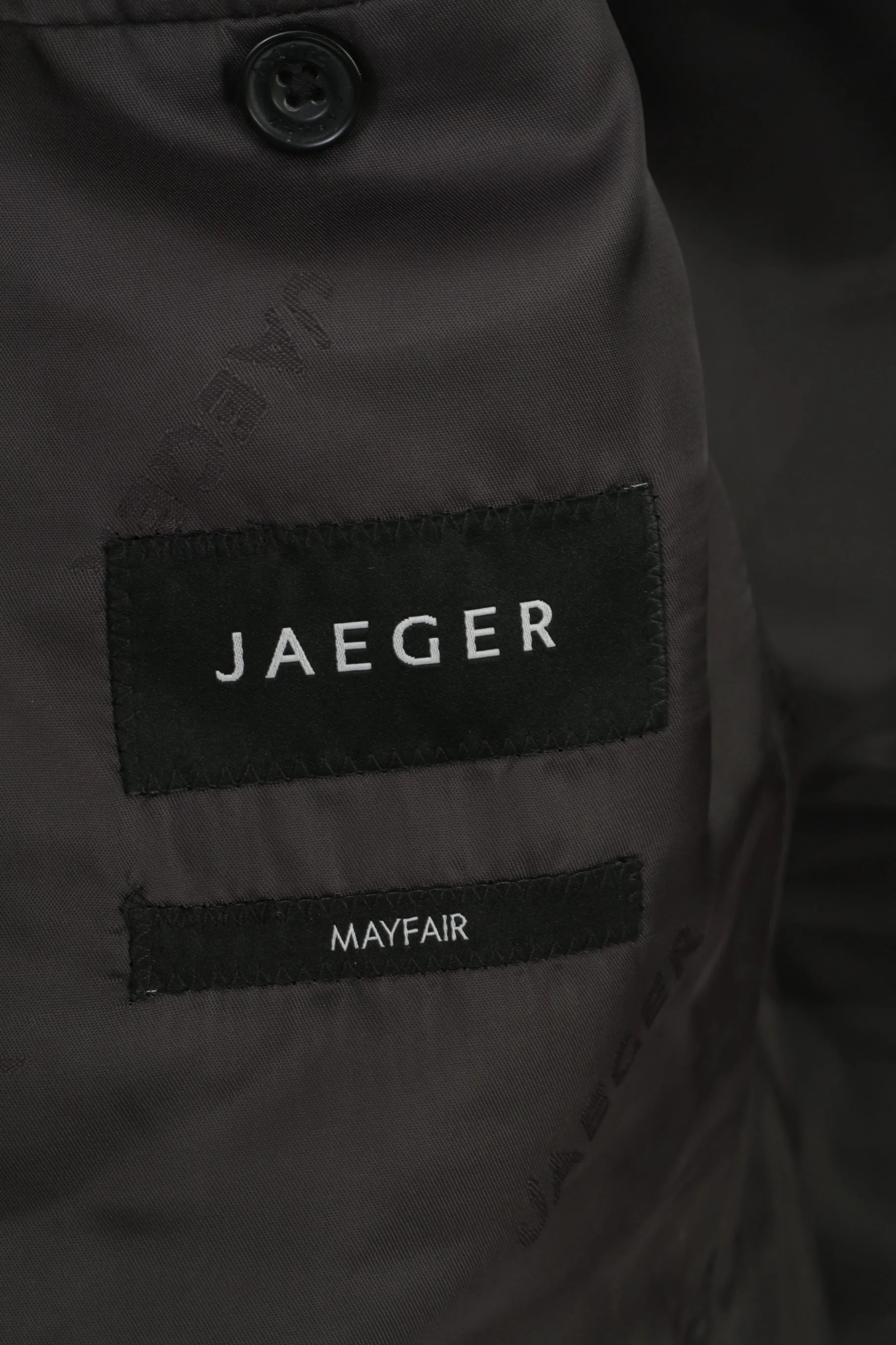 Jaeger Men 40 Blazer Wool Charcoal Breasted Mayfair Elegant Bottoms Shoulder Pads Jacket