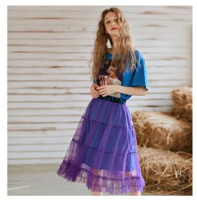 JAM PRINCESS T SHIRT DRESS WITH MESH OVERLAY SKIRT