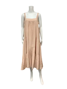 Jenni Kane Women's Long Dress Tan Square Neck Size: S
