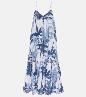 Juliet Dunn Printed cotton slip midi dress