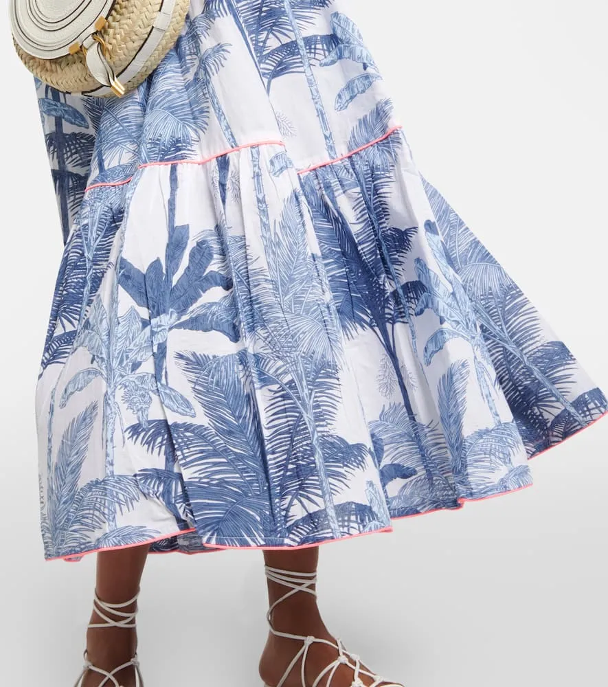 Juliet Dunn Printed cotton slip midi dress