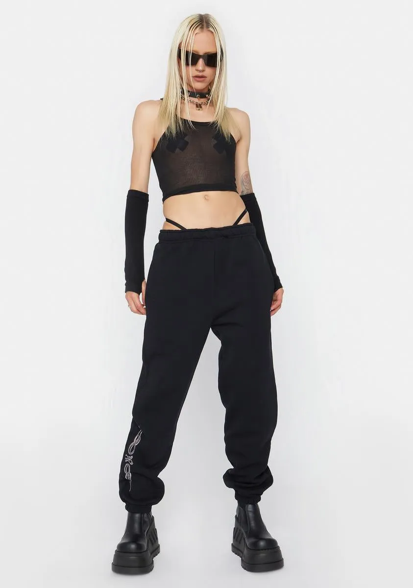 LH Tattoo Rhinestone Sweatpants