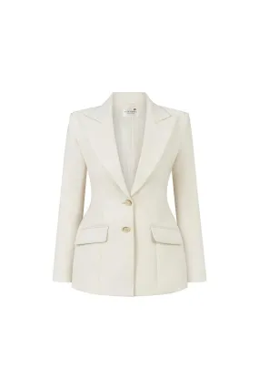 Lily Hourglass Flap Pocket Wool Blend Blazer