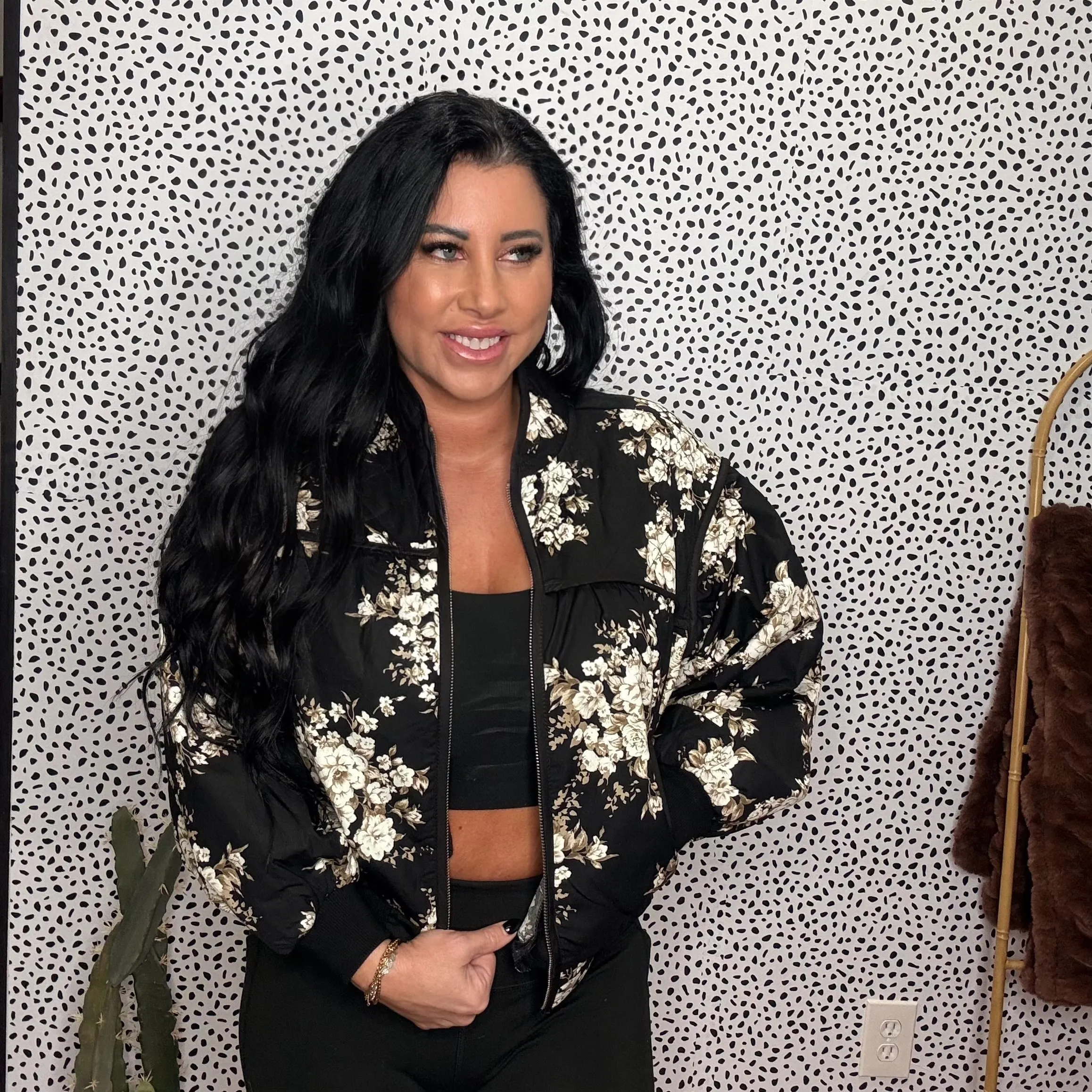 Listicle Quilted Floral Bomber Jacket