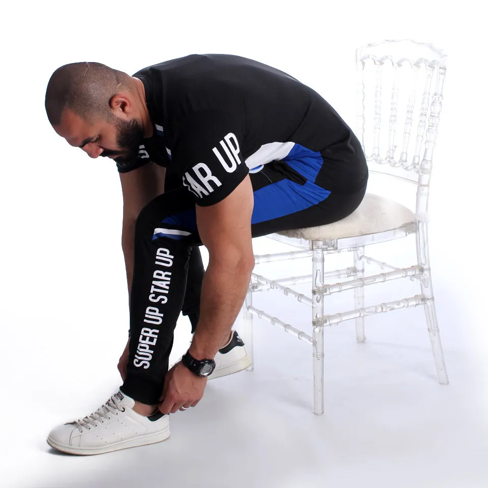 Men Training Suit Black / Blue -7022