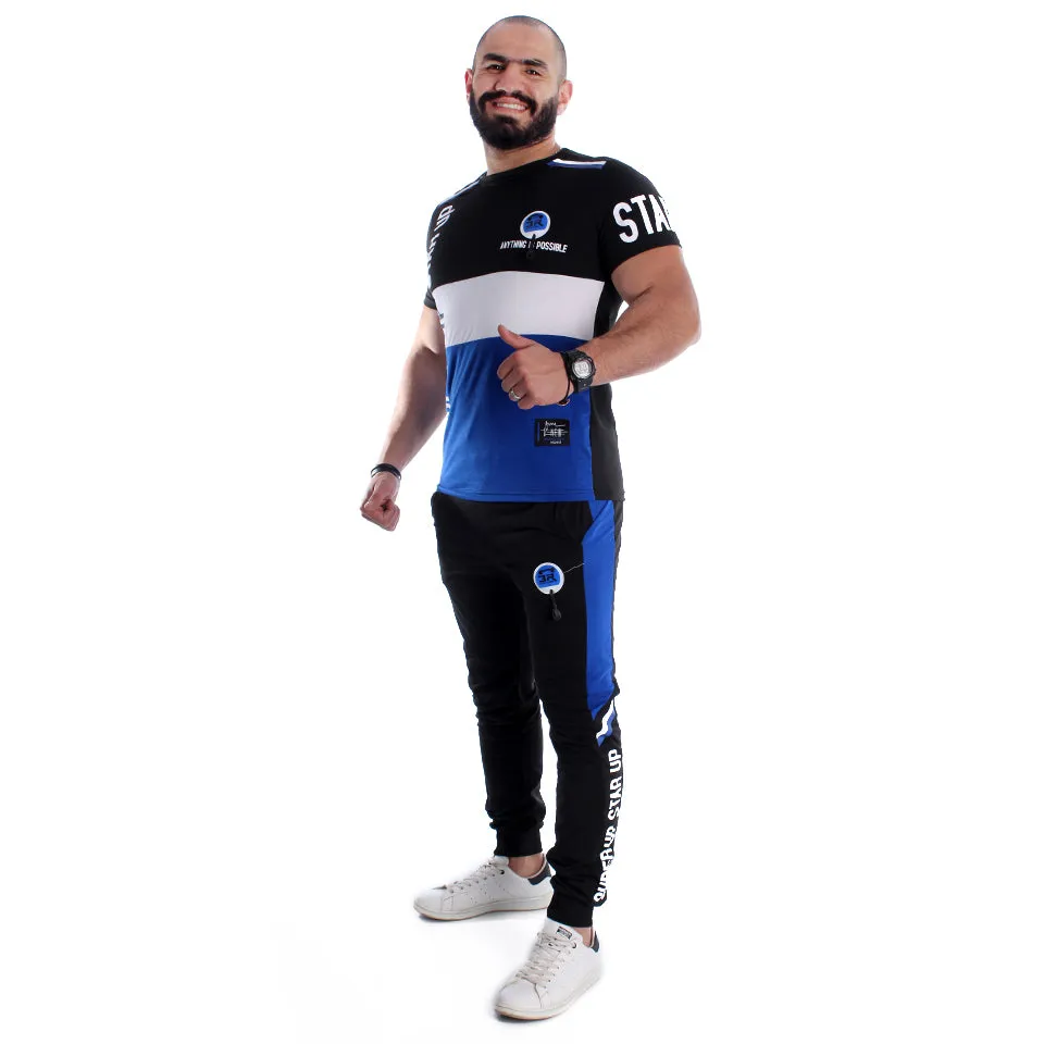 Men Training Suit Black / Blue -7022