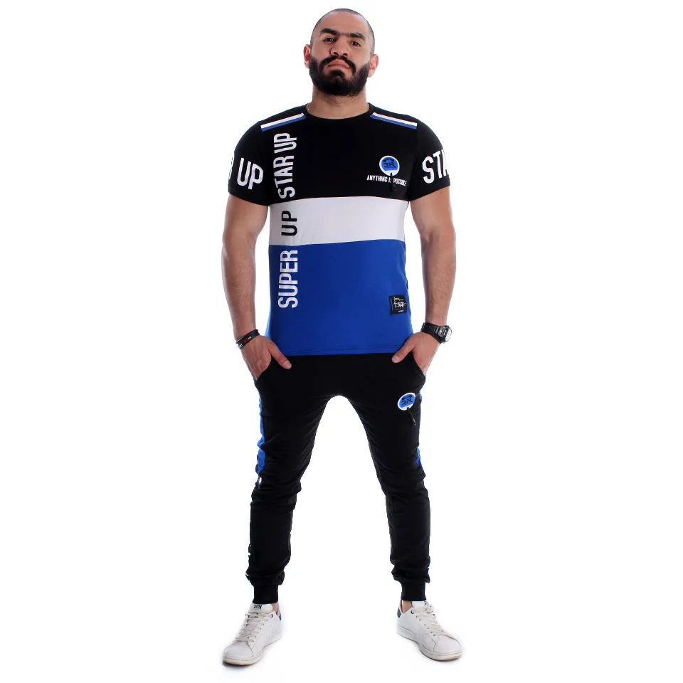 Men Training Suit Black / Blue -7022