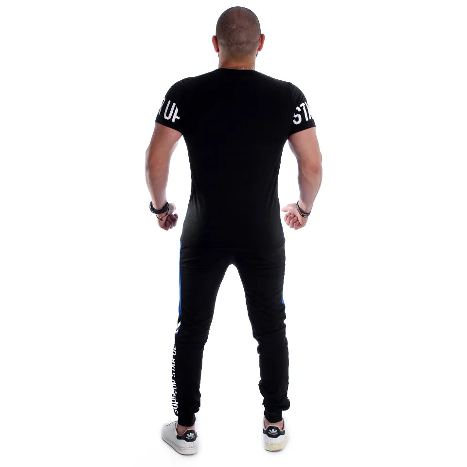 Men Training Suit Black / Blue -7022