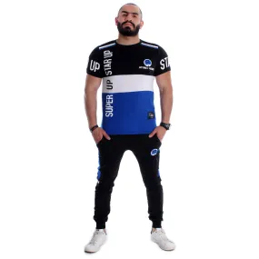 Men Training Suit Black / Blue -7022