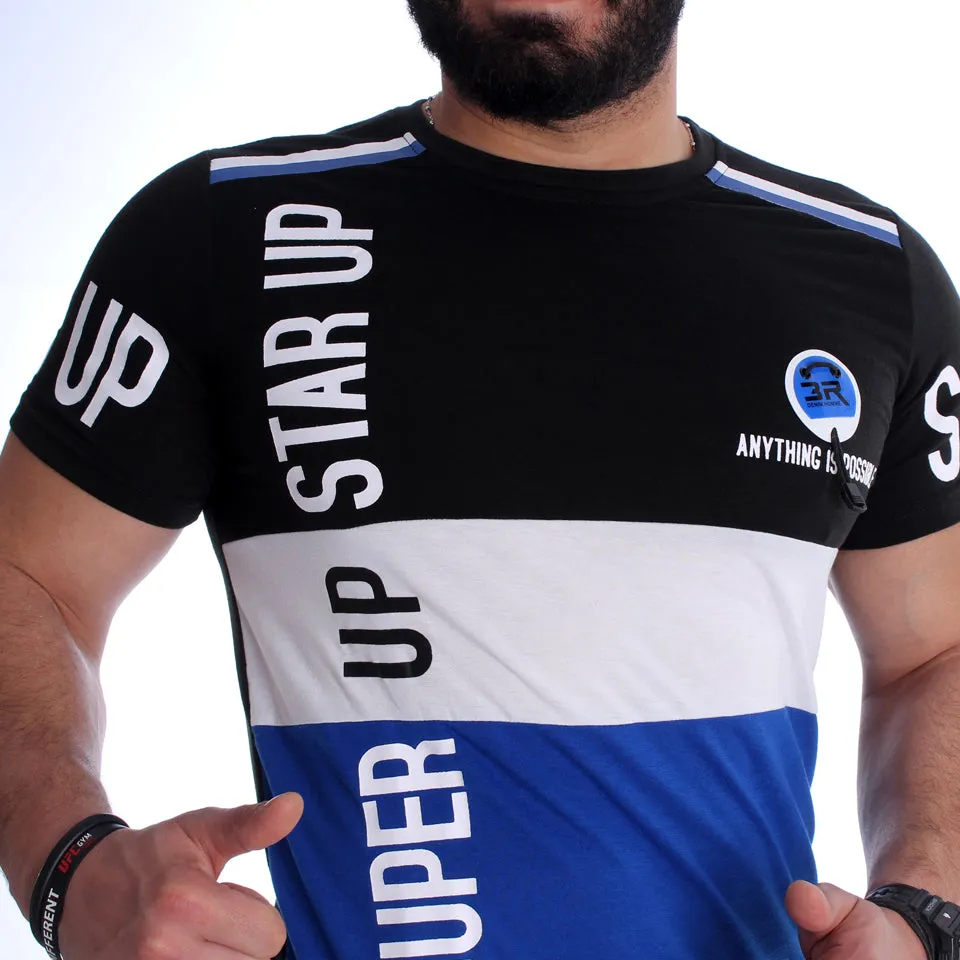 Men Training Suit Black / Blue -7022