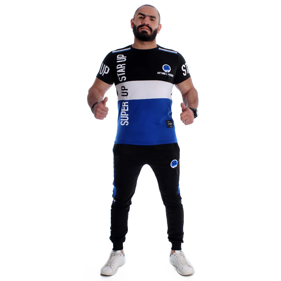 Men Training Suit Black / Blue -7022