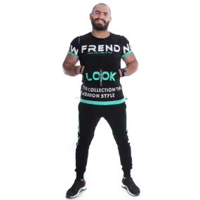 Men Training Suit Black / Turquoise-7026
