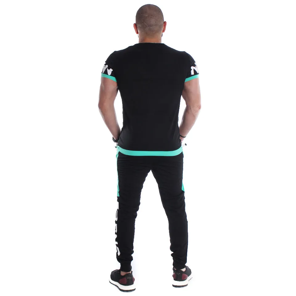 Men Training Suit Black / Turquoise-7026