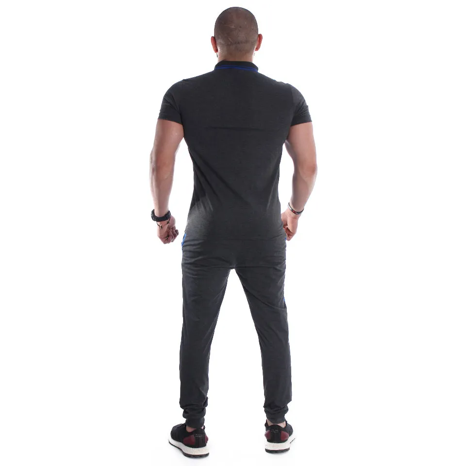 Men Training Suit Gray / Blue -7019