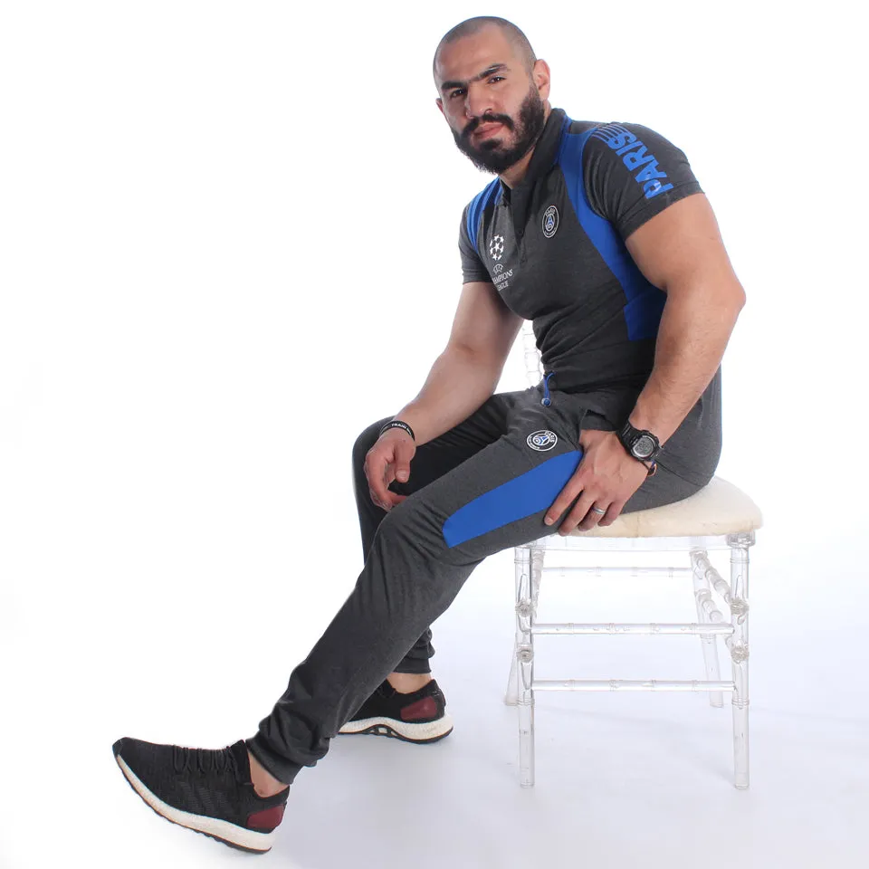 Men Training Suit Gray / Blue -7019