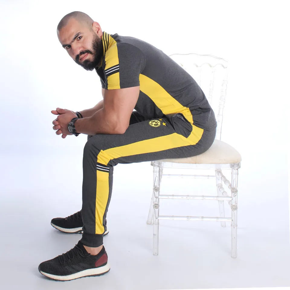 Men Training Suit Gray / Yellow-7021