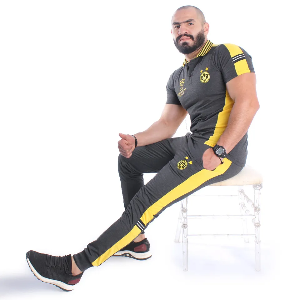 Men Training Suit Gray / Yellow-7021