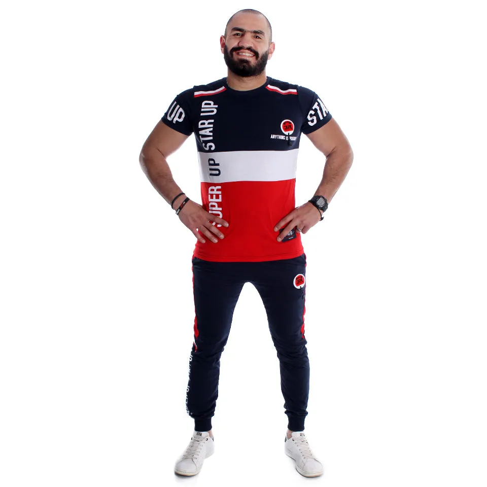 Men Training Suit Navy / Red-7024
