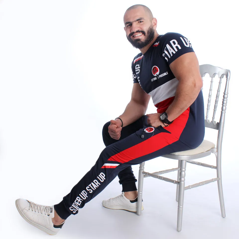 Men Training Suit Navy / Red-7024