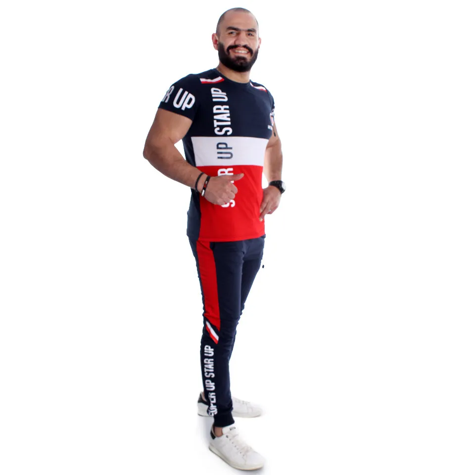 Men Training Suit Navy / Red-7024