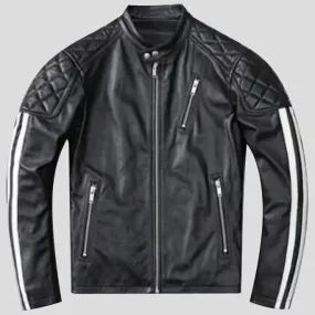 Men's Black Quilted Leather Motorcycle Jacket