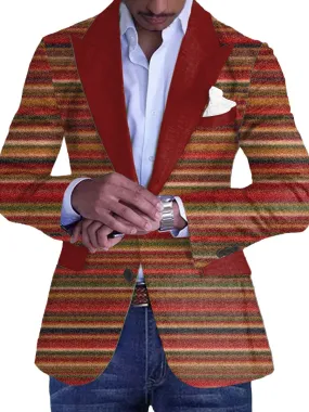 Men's Colorful Retro Stripe Print Casual Blazer