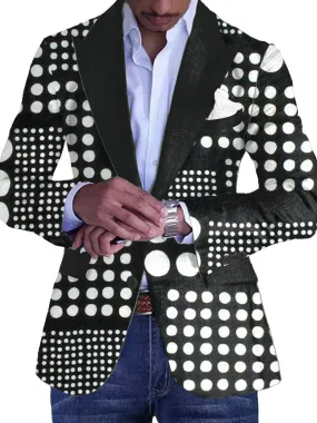 Men's Polka Dot Fashion Retro Lapel Casual Blazer