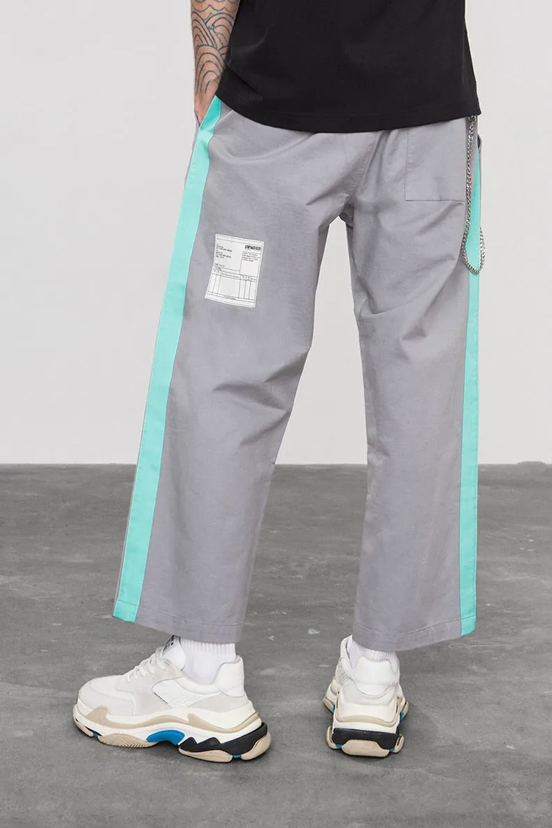 Men's Spring/Summer Cotton Loose Cargo Pants With Fluorescent Side Stripes