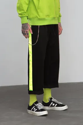 Men's Spring/Summer Cotton Loose Cargo Pants With Fluorescent Side Stripes