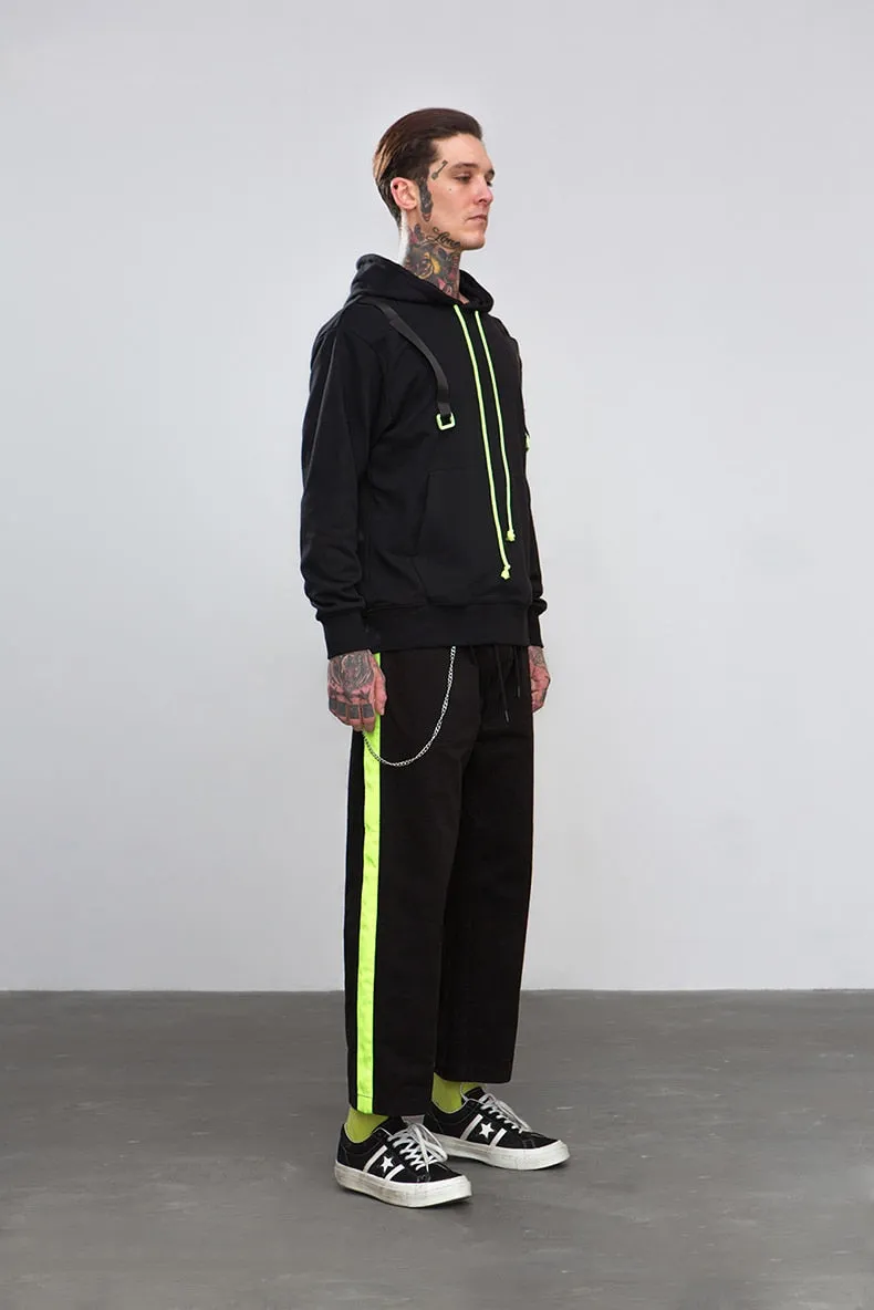 Men's Spring/Summer Cotton Loose Cargo Pants With Fluorescent Side Stripes