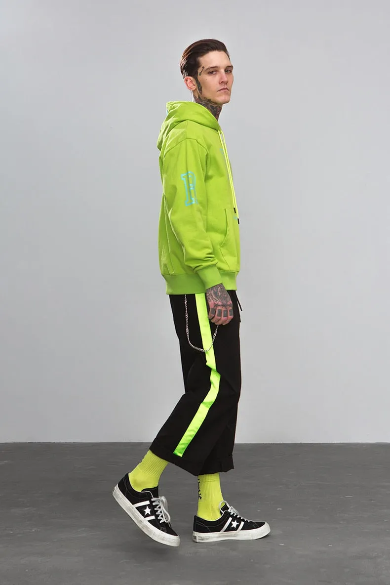 Men's Spring/Summer Cotton Loose Cargo Pants With Fluorescent Side Stripes