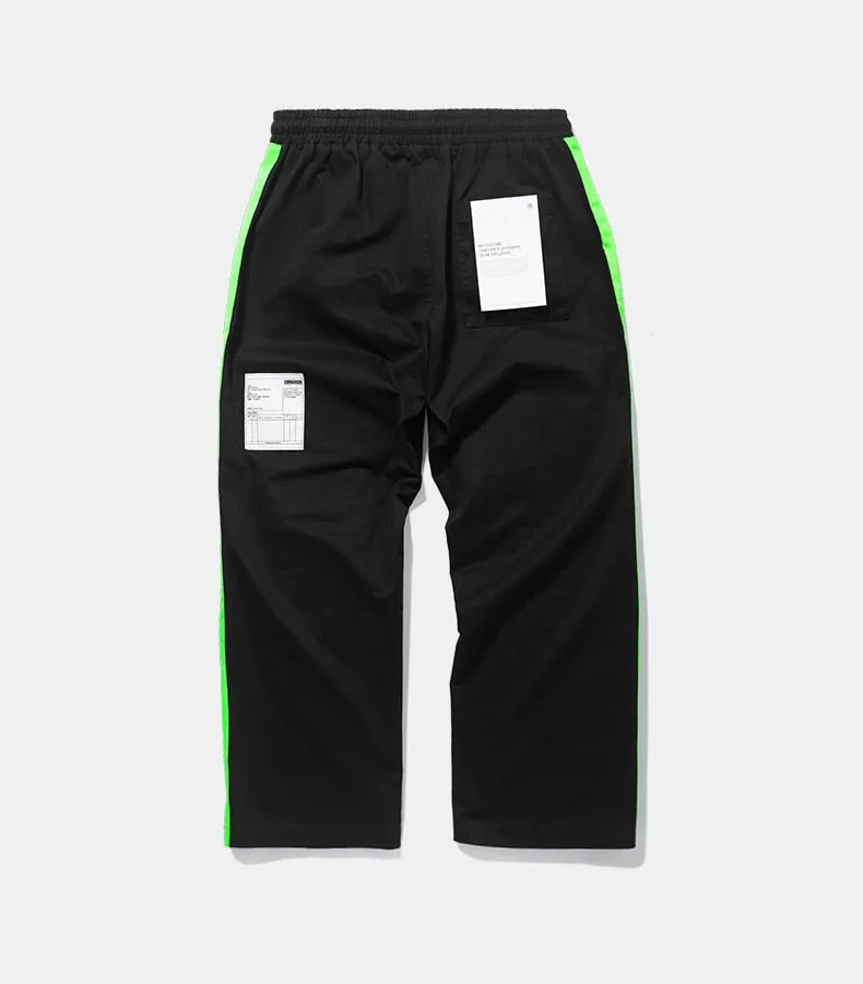 Men's Spring/Summer Cotton Loose Cargo Pants With Fluorescent Side Stripes