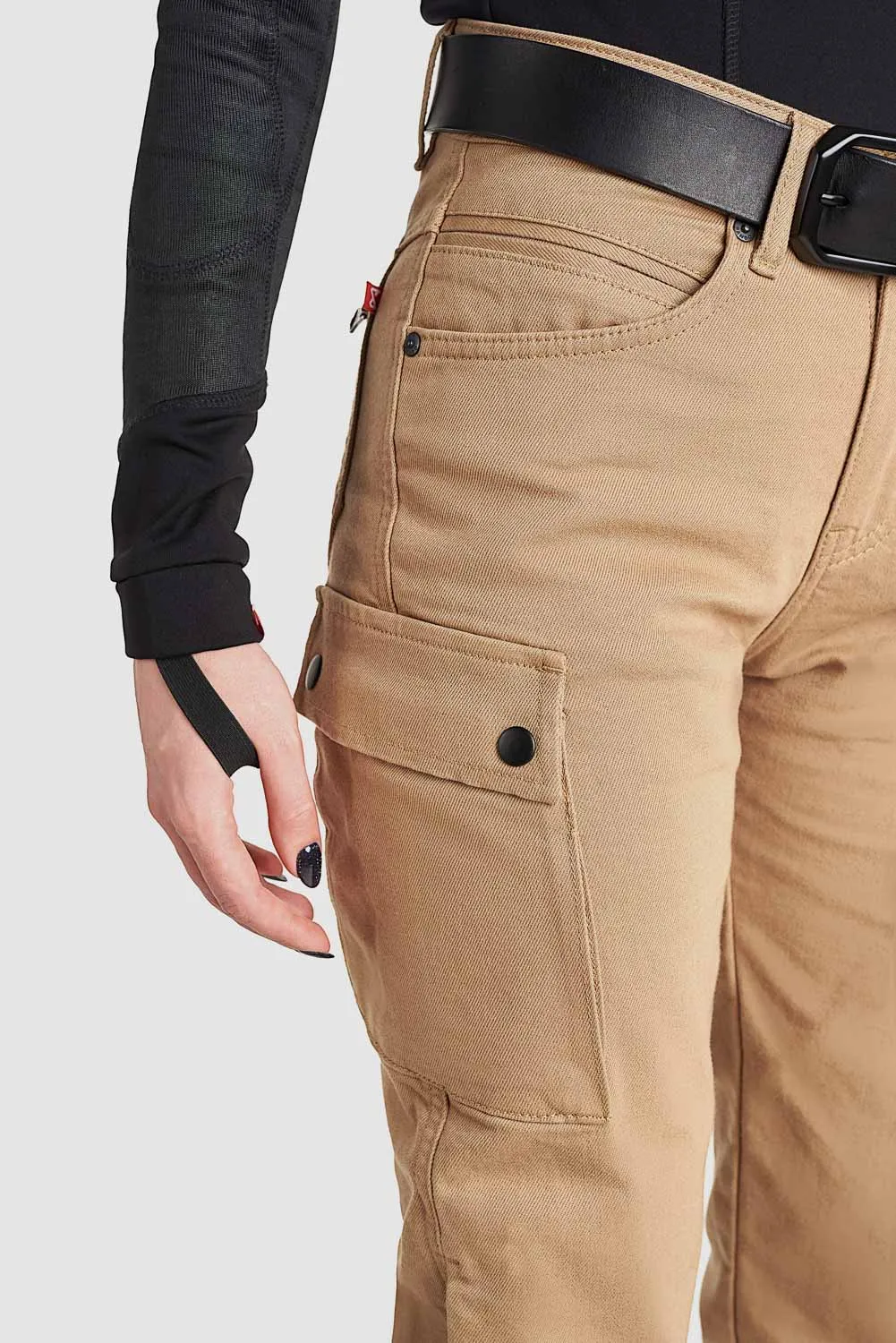 MILA CARGO BEIGE – Motorcycle Jeans for Women with Chino Style Cordura®